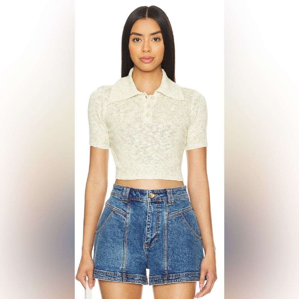 Lovers + Friends ‘Rosalie’ Cream Button Down Knit Top